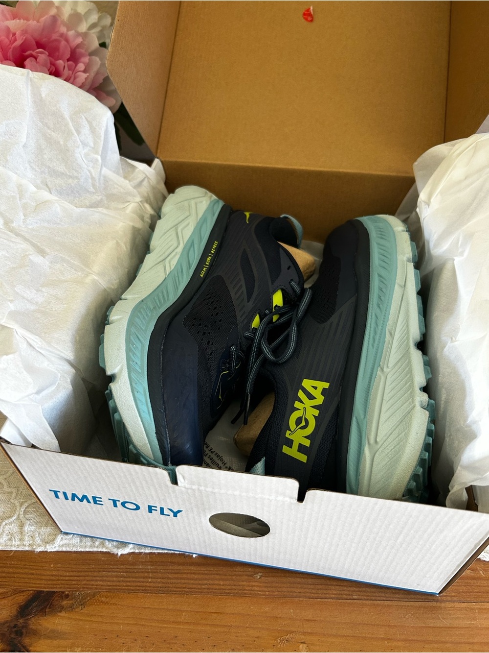 Hoka One One Stinson ATR 6 Women's Navy, Light Blue,Neon Yellow Running Shoes - Picture 15 of 16
